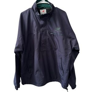 Vintage New Balance Anorak PopOver Jacket Navy Blue with Green Logo, Size Large